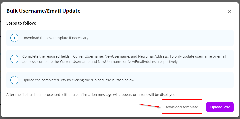 Upload .csv button